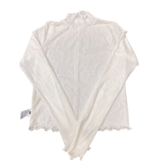 Sheer Top Womens S White Casual Long Sleeve Turtle Neck Outdoor Pullover