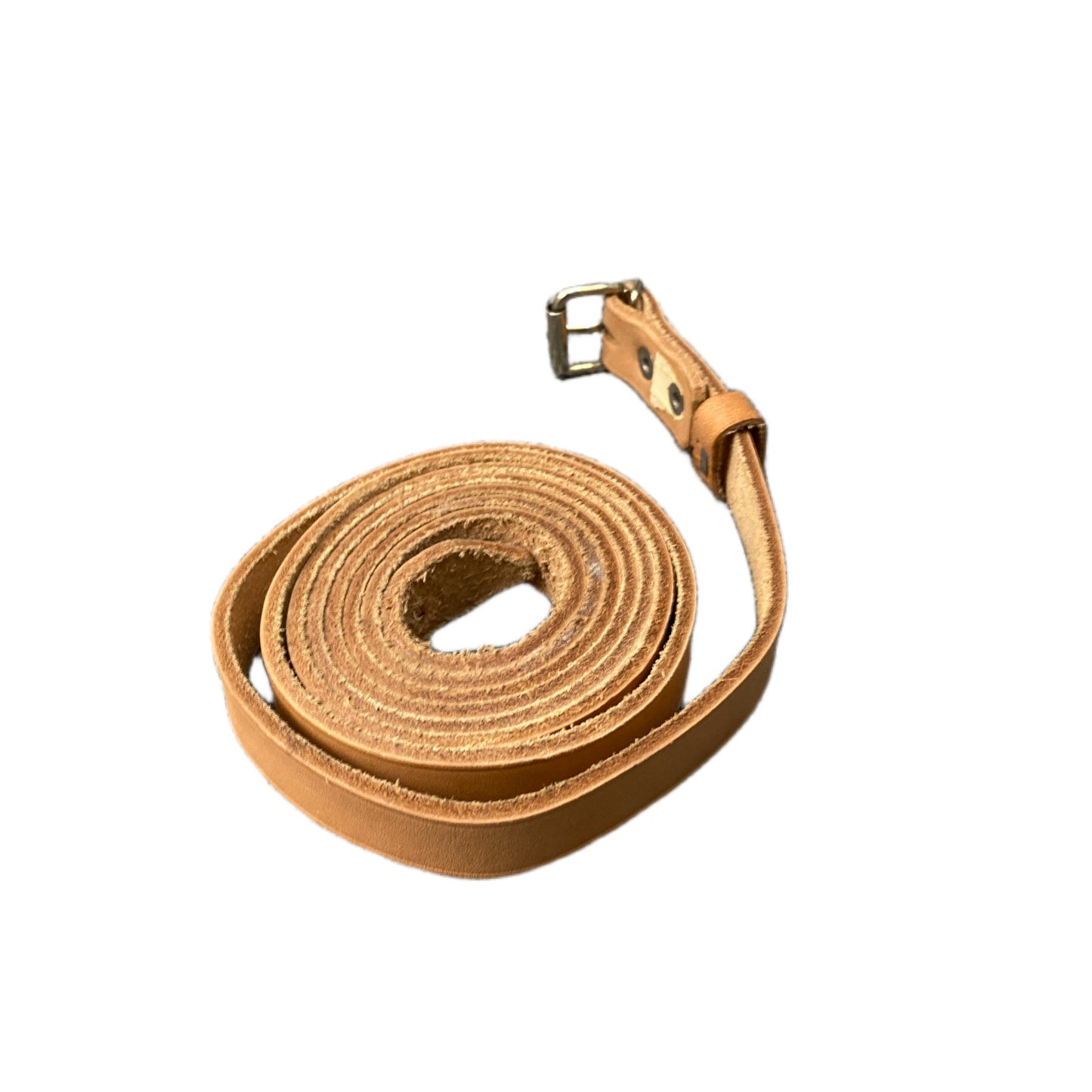 Waist Belt Mens Tan Leather Silver Stainless Steel Roller Pin Buckle 62.5 Inches