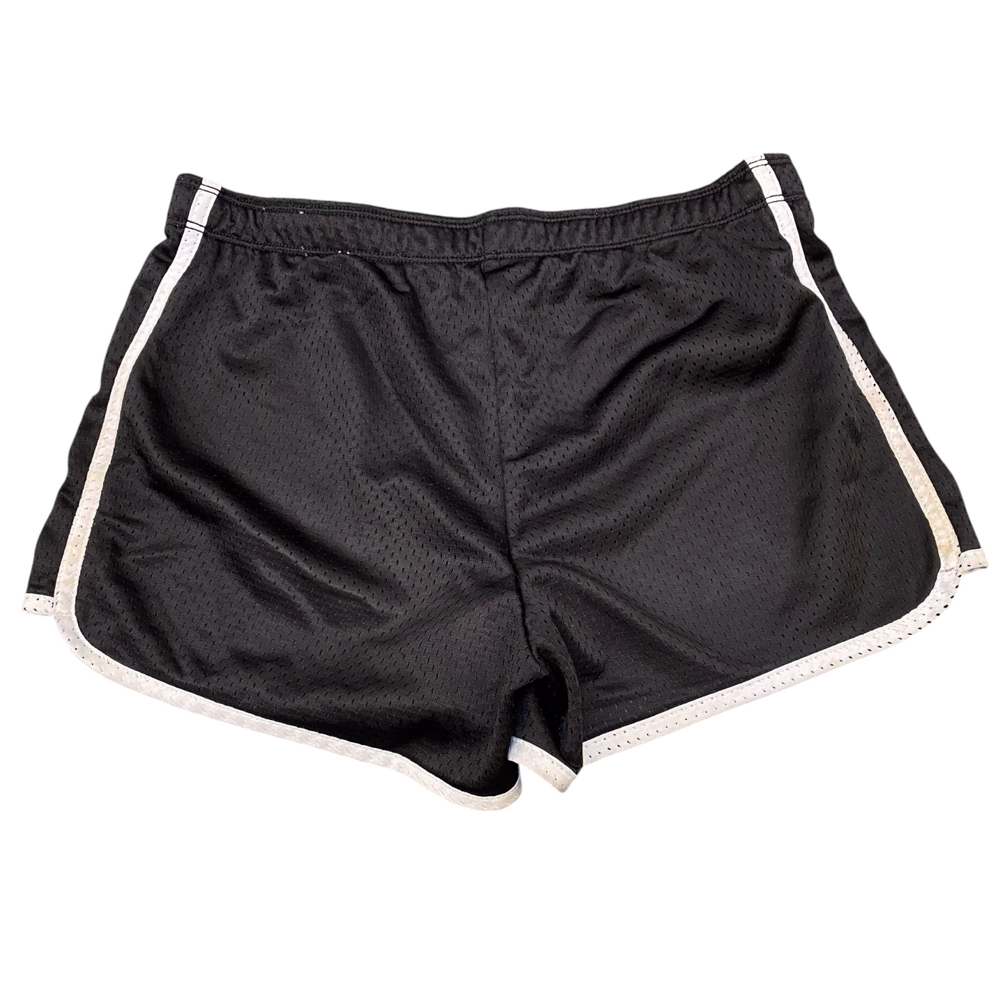 Running Sprinter Shorts Womens 28W Black Allover Mesh Elastic Waist Dolphin Hem