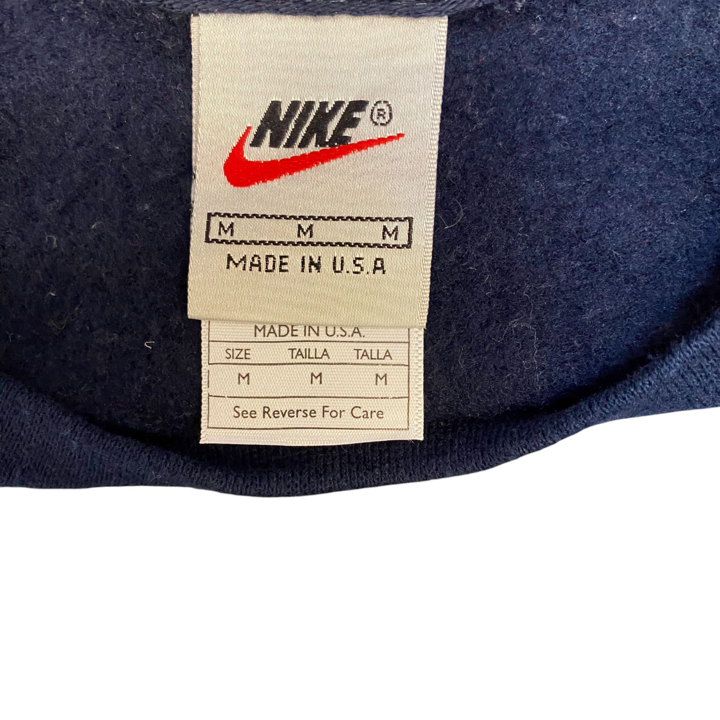 Nike Reworked Sweatshirt Mens M Navy Red Embroidered Spellout Logo Vintage Y2K