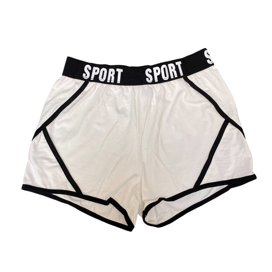Sport Running Sprinter Shorts Womens XS White Black Athletic Gym Elastic Waist
