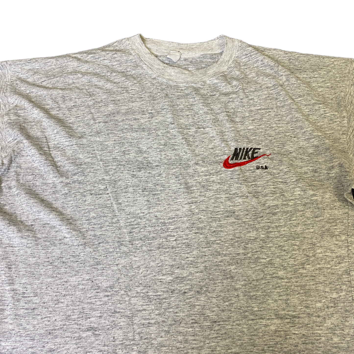 Nike T-Shirt Mens M Grey Heather Embroidered Swoosh Logo Short Sleeve Pullover
