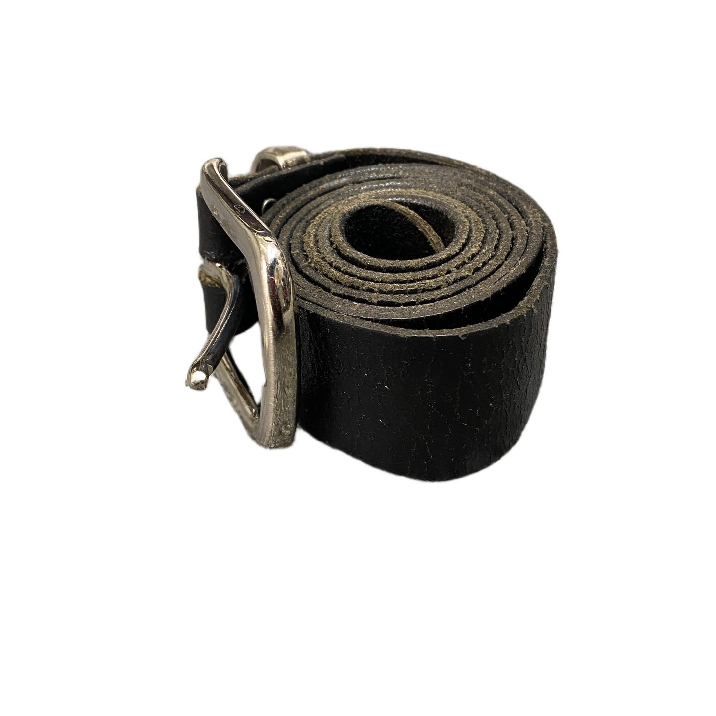 Bernd Gotz Waist Belt Mens Black Leather Adjustable Silver Pin Buckle 44 inches