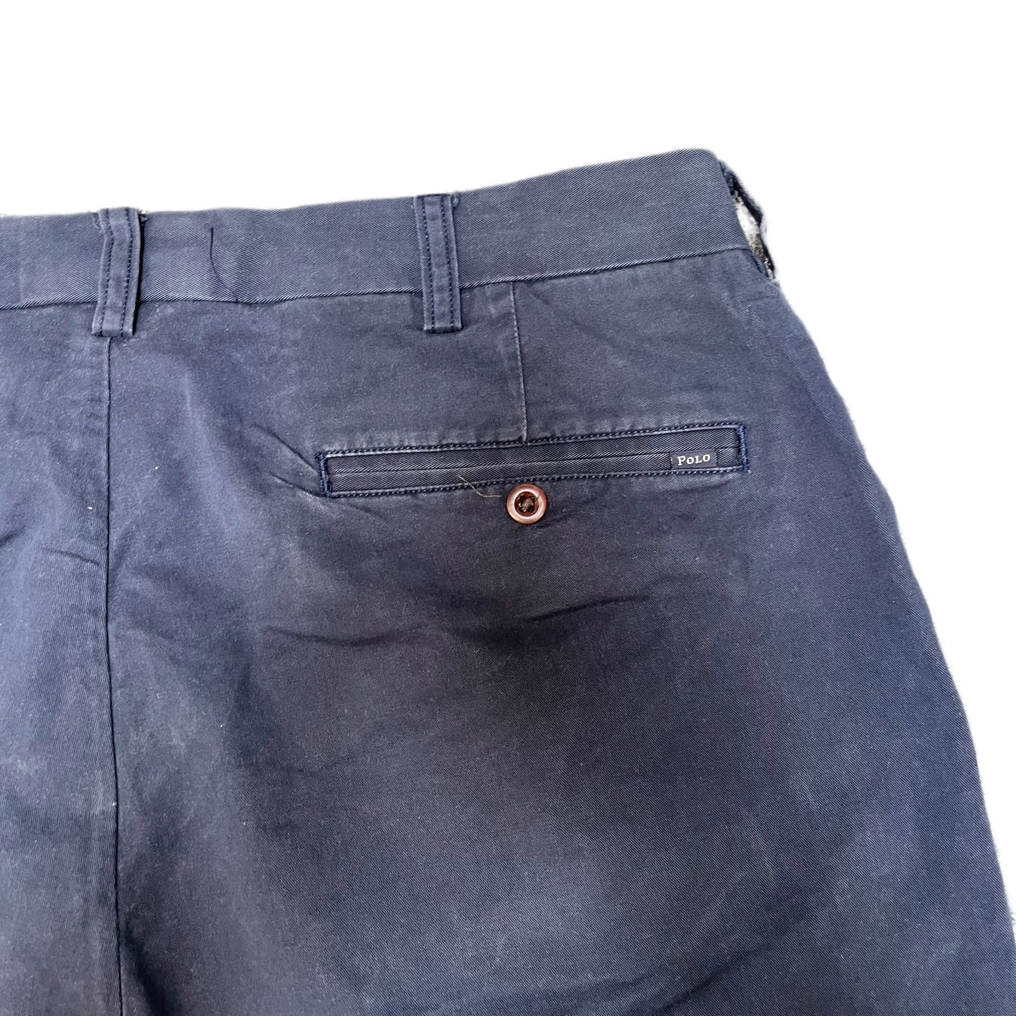 Polo Ralph Lauren Chino Shorts Fits as Mens XL 37" Waist Navy Flat Front Outdoor