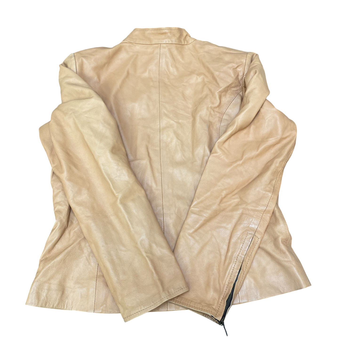 Olyfant Real Suede Leather Biker Jacket Womens Large Beige Long Sleeve Full Zip