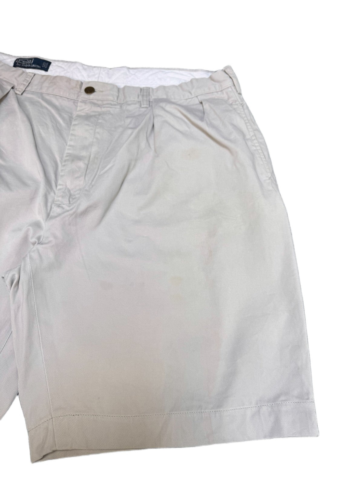 Polo Ralph Lauren Classic Chino Shorts Fits as Mens 2XL 40" Waist Beige Pleated