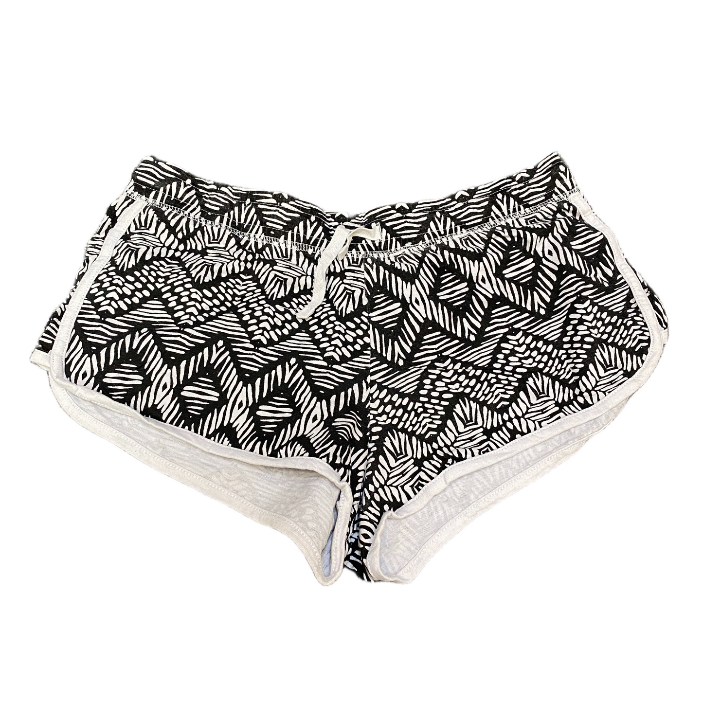 Running Sprinter Shorts Womens L 30" Waist Black White Patterned Gym Dolphin Hem