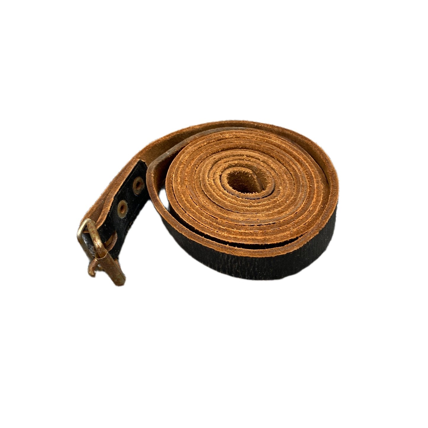 Waist Belt Mens Black Brown Leather Adjustable Brass Roller Buckle 64.5 Inches