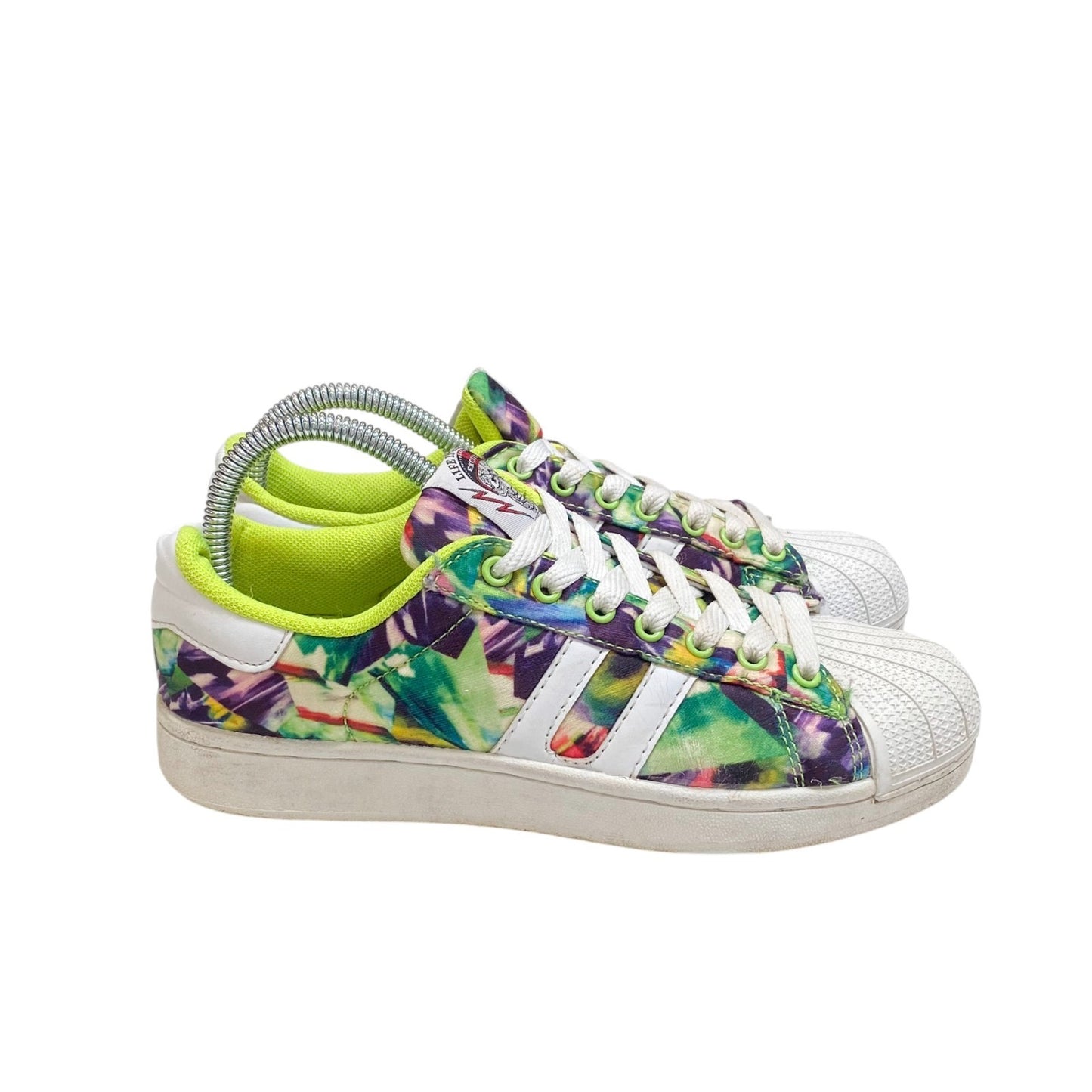 Women's Athletic Sneakers White Green Floral Print Comfortable Casual Lace Up