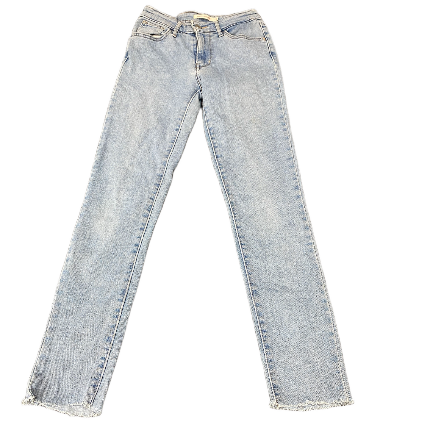 Levi's Jeans Fits as Women 24" Waist Blue Denim Raw Hem 721 High Rise Skinny Leg
