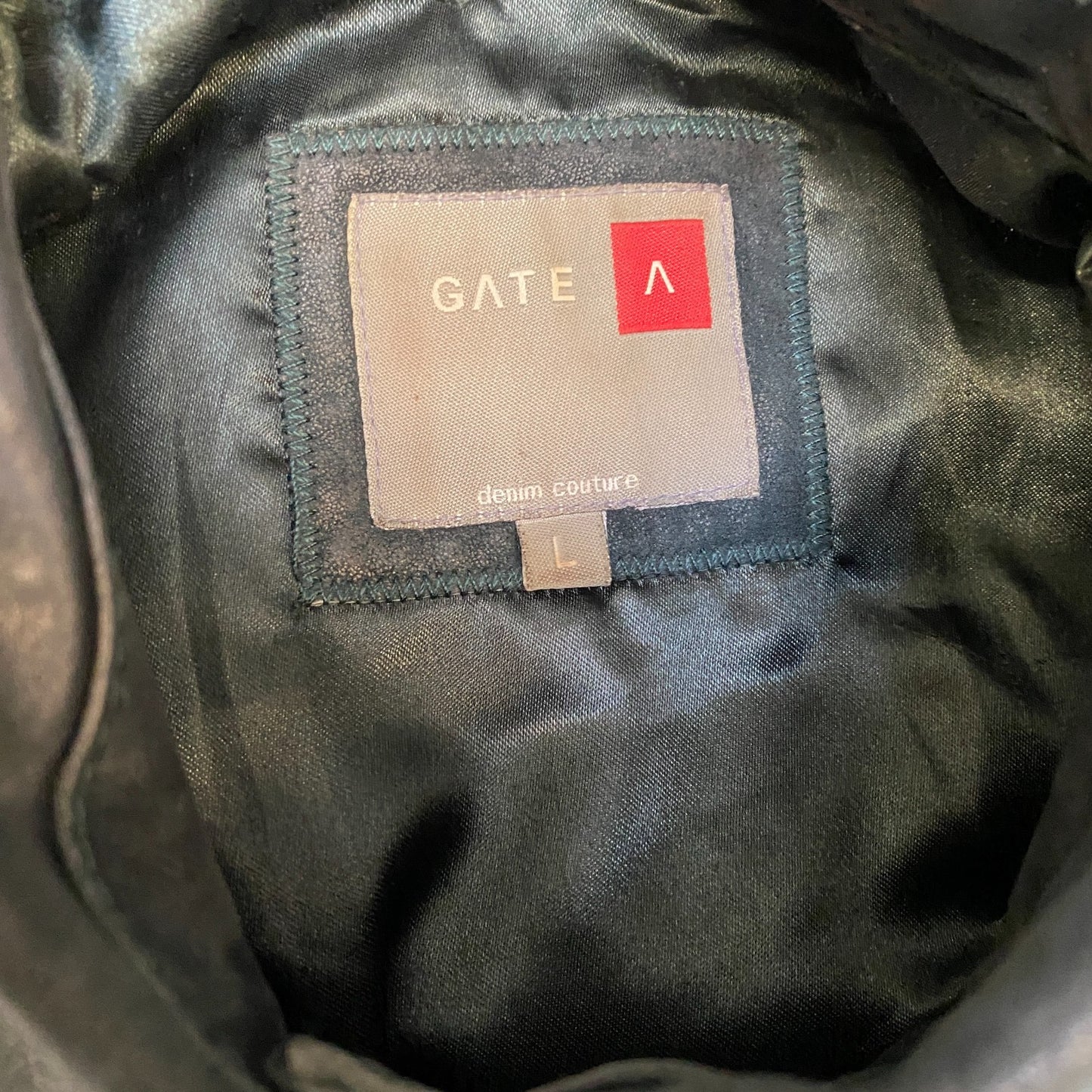 Gate Genuine Leather Jacket Women L Blue Lined Long Sleeve Collared Button Front