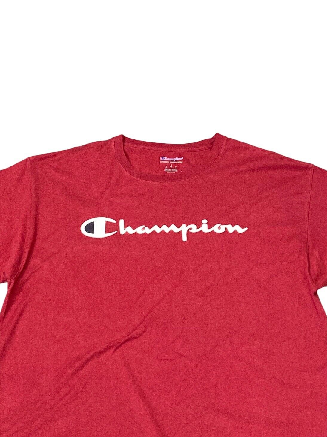 Champion T-Shirt Men's Medium Red Athleticwear Classic Crew Neck Trendy Pullover