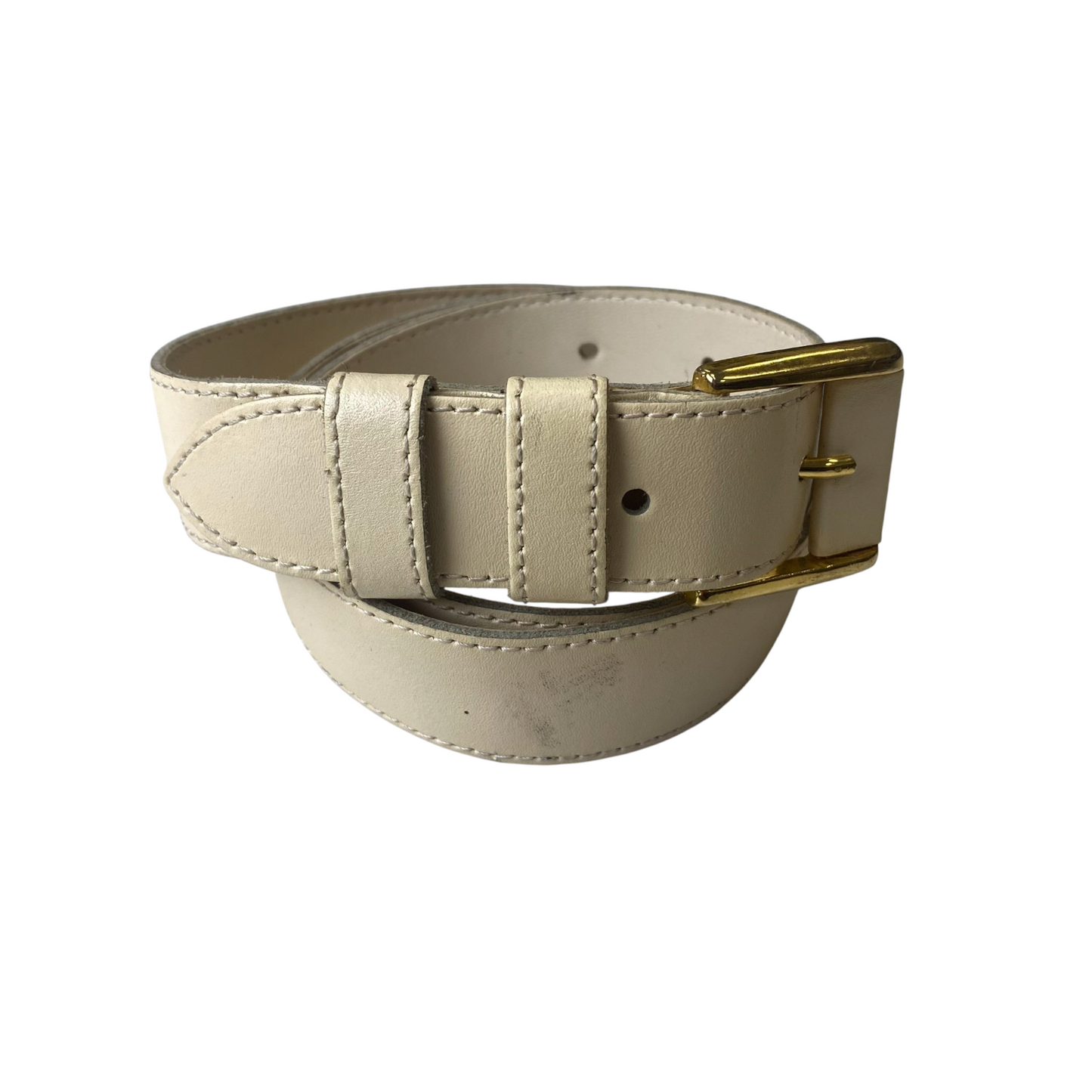 Vroom & Dreesmann Classic Waist Belt Womens Size 41 in Ivory Gold Tone Buckle