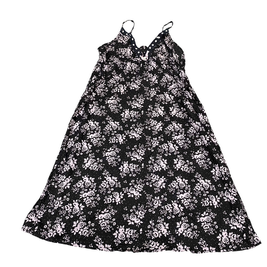 Lingerie Dress Womens S Black Floral Sleeveless V-Neck Lace Trim Casual Pullover