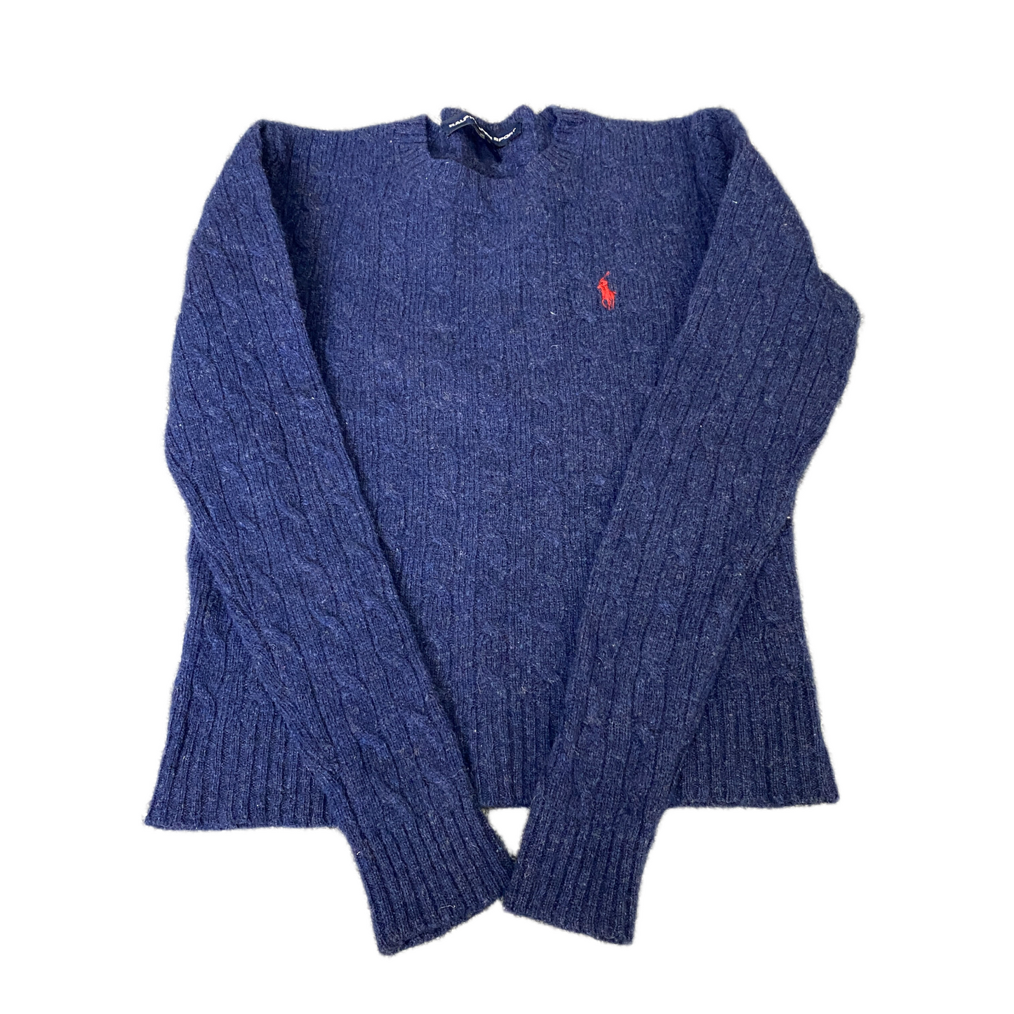 Ralph Lauren Sport Jumper Womens Medium Blue Pony Logo Knit Long Sleeve Pullover