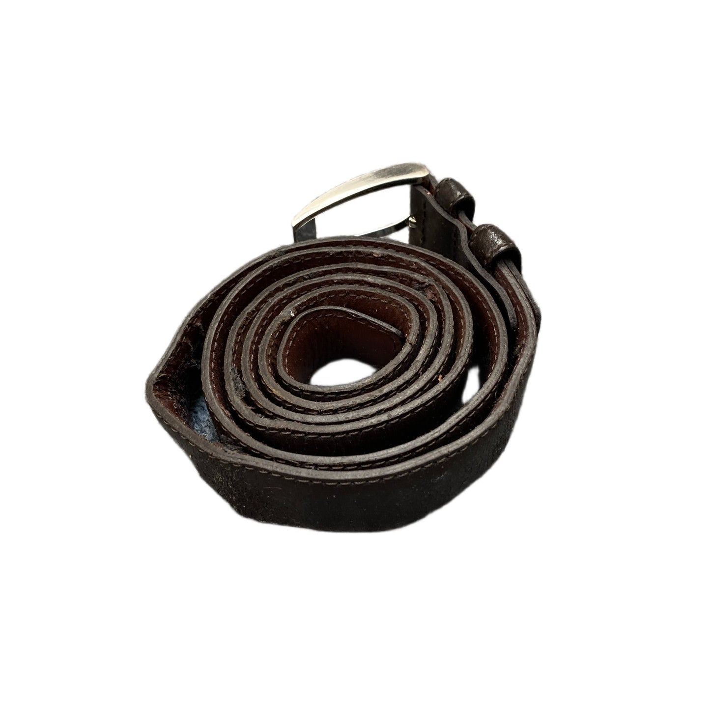 C&A Waist Belt Mens Dark Brown Leather Adjustable Silver Pin Buckle 42.5 inches