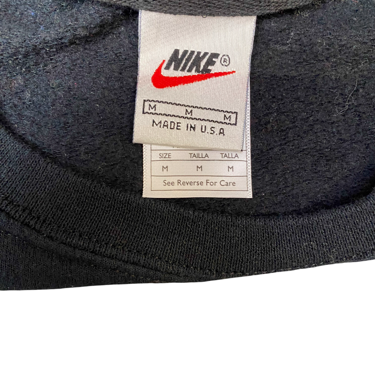 Nike Reworked Sweatshirt Mens M Blue Black Embroidered Spellout Logo Vintage Y2K