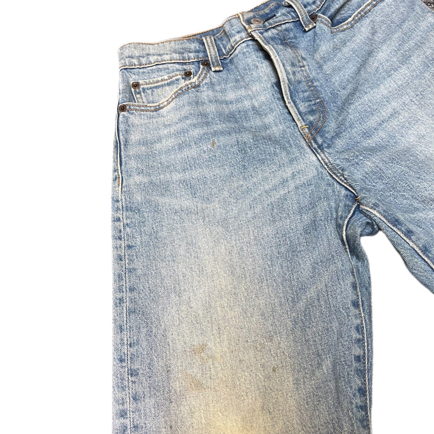 Levis Jean Shorts Fits as Womens Small 26" Waist Blue Denim Light Wash Red Tab