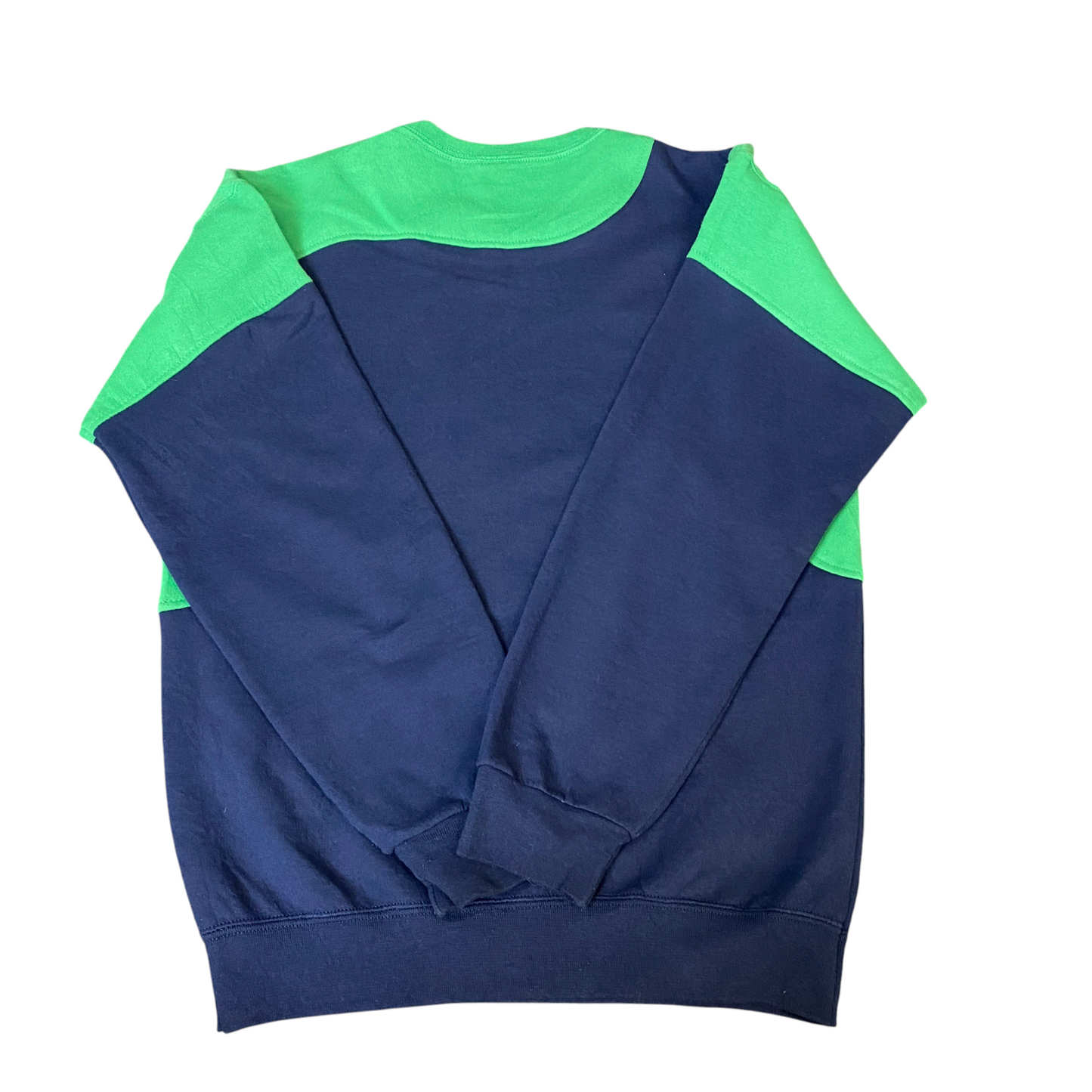 Nike Reworked Sweatshirt Mens Small Navy Green Embroidered Spellout Logo Vtg Y2K