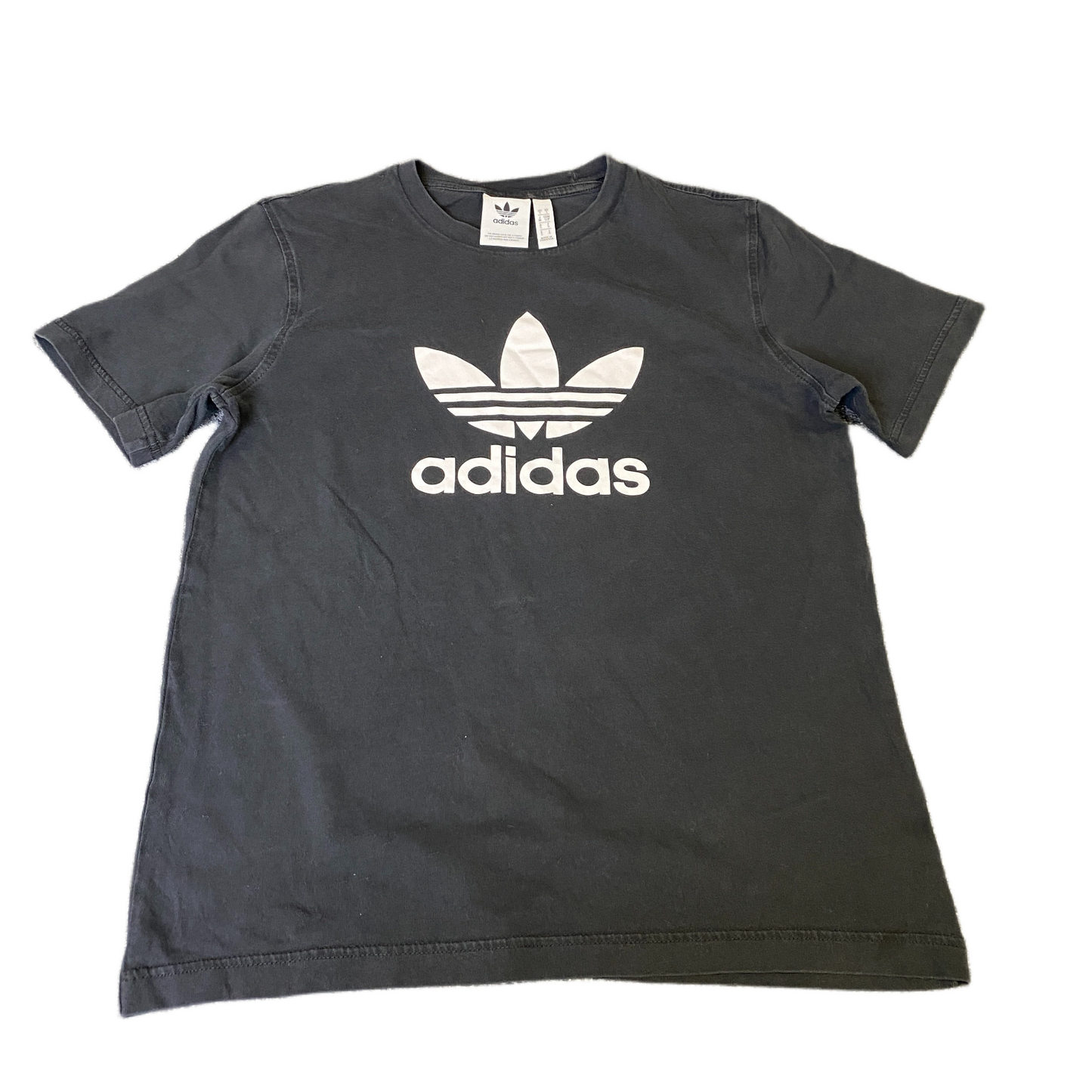 Adidas T-Shirt Womens Small Black Graphic Logo Short Sleeve Crew Neck Pullover