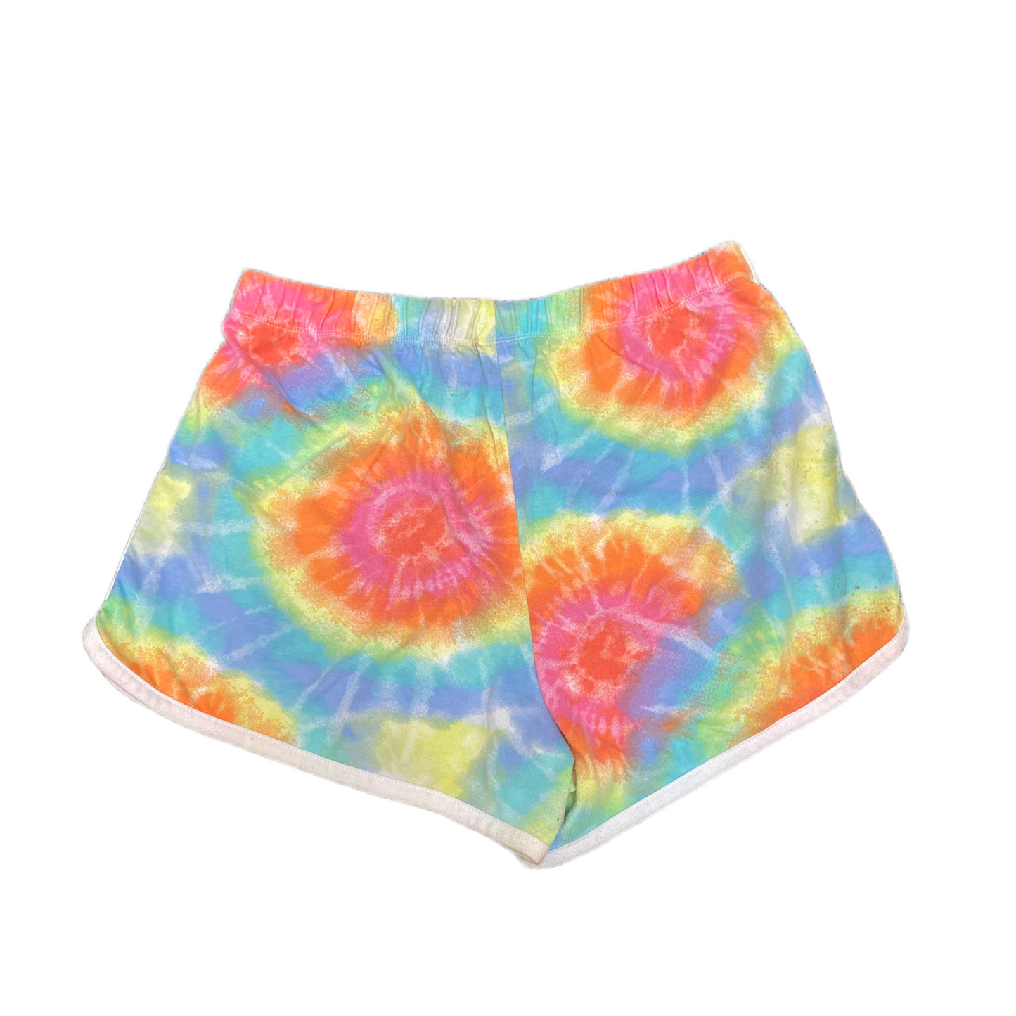Running Sprinter Shorts Womens 2XL 27" Waist Multi Tie Dye Workout Dolphin Hem