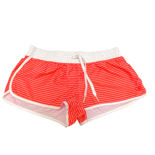 OP Running Sprinter Shorts Womens 29W Orange Striped Elastic Waist Drawstring