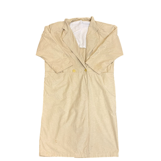 Trench Coat Womens L Cream Pockets Long Sleeve Notch Button Front Outdoor