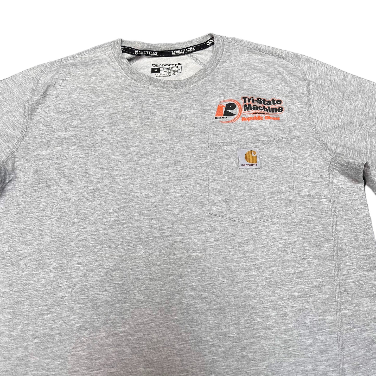 Carhartt Force Pocket T-Shirt Mens M Grey Tri-State Machine Logo Relaxed Fit Tee