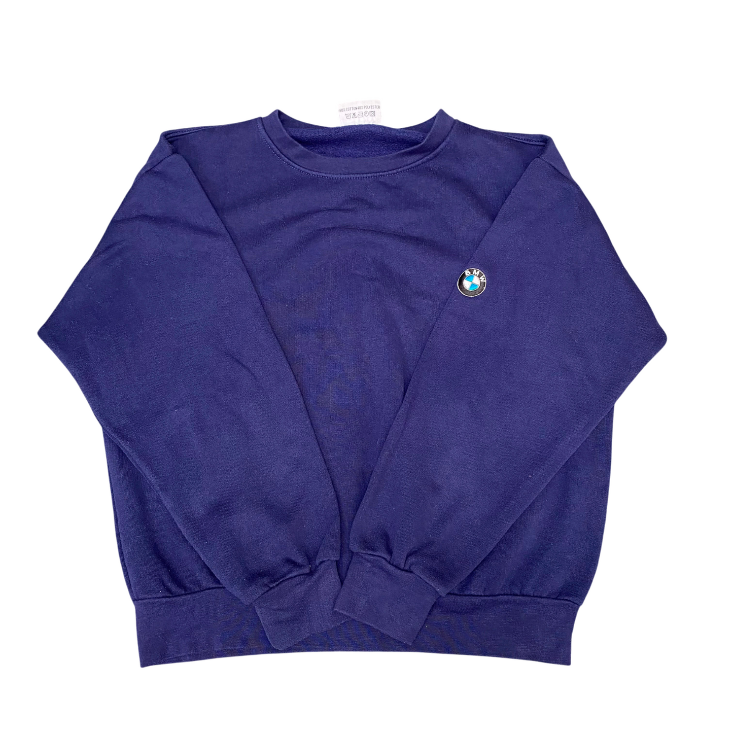 BMW Sweatshirt Womens Medium Blue Fleece Long Sleeve Crew Neck Pullover Logo