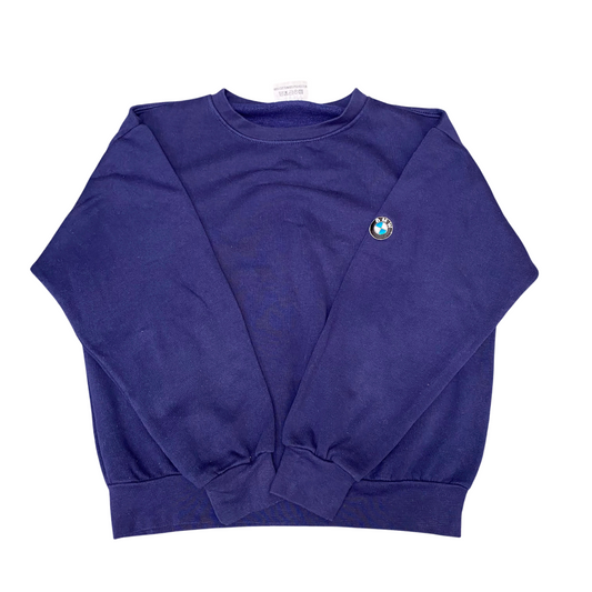 BMW Sweatshirt Womens Medium Blue Fleece Long Sleeve Crew Neck Pullover Logo