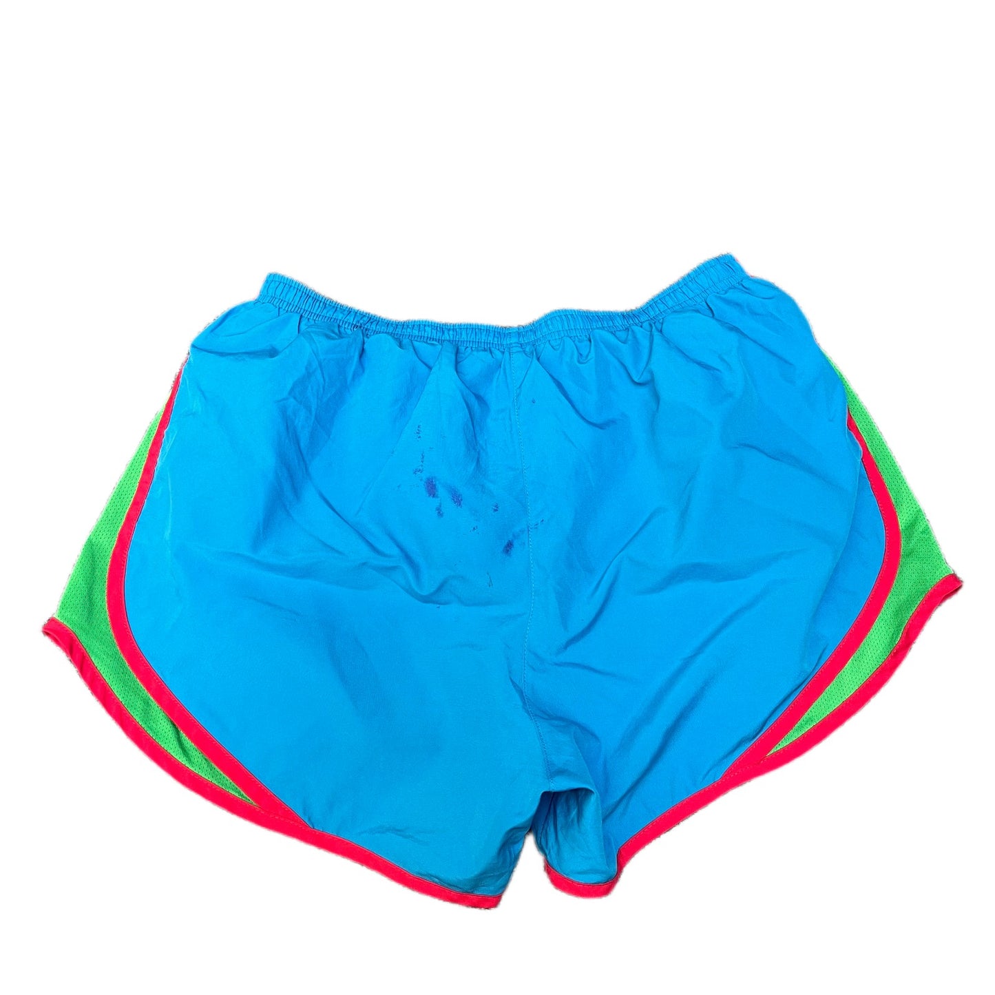 Nike Dri-FIT Tempo Shorts Womens M 28" Waist Blue Green Mesh Panels Dolphin Hem
