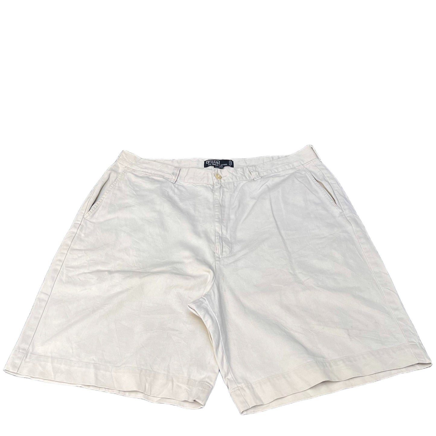 Vtg Polo Ralph Lauren Chino Shorts Fits as Mens XL 37" Waist Cream Flat Front
