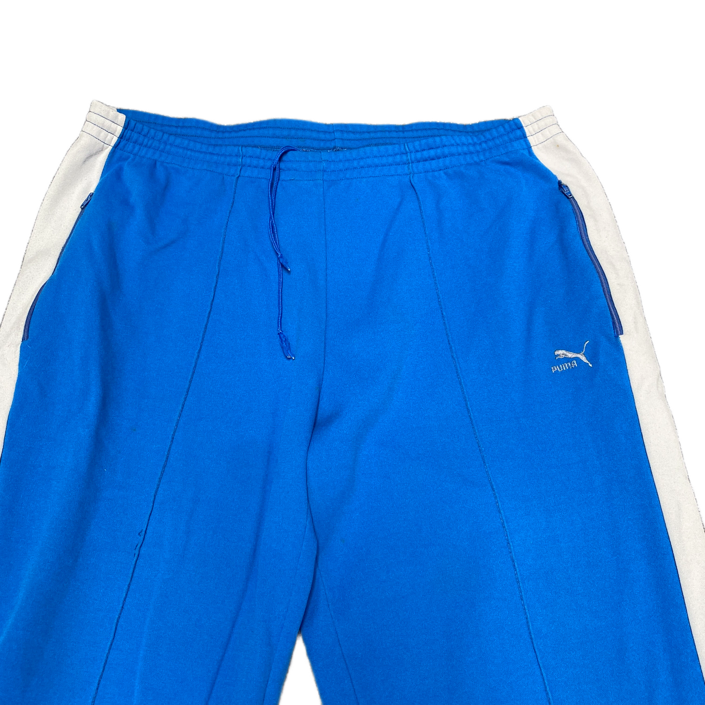 PUMA Joggers Fits as Womens 34" Waist Blue White Tapered Leg Yoga Track Trouser