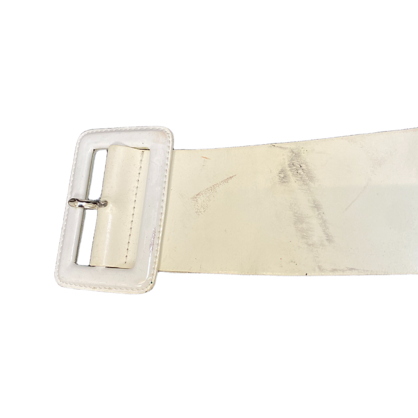 Next Waist Belt Womens Beige Leather Adjustable White Buckle 33.5 inches