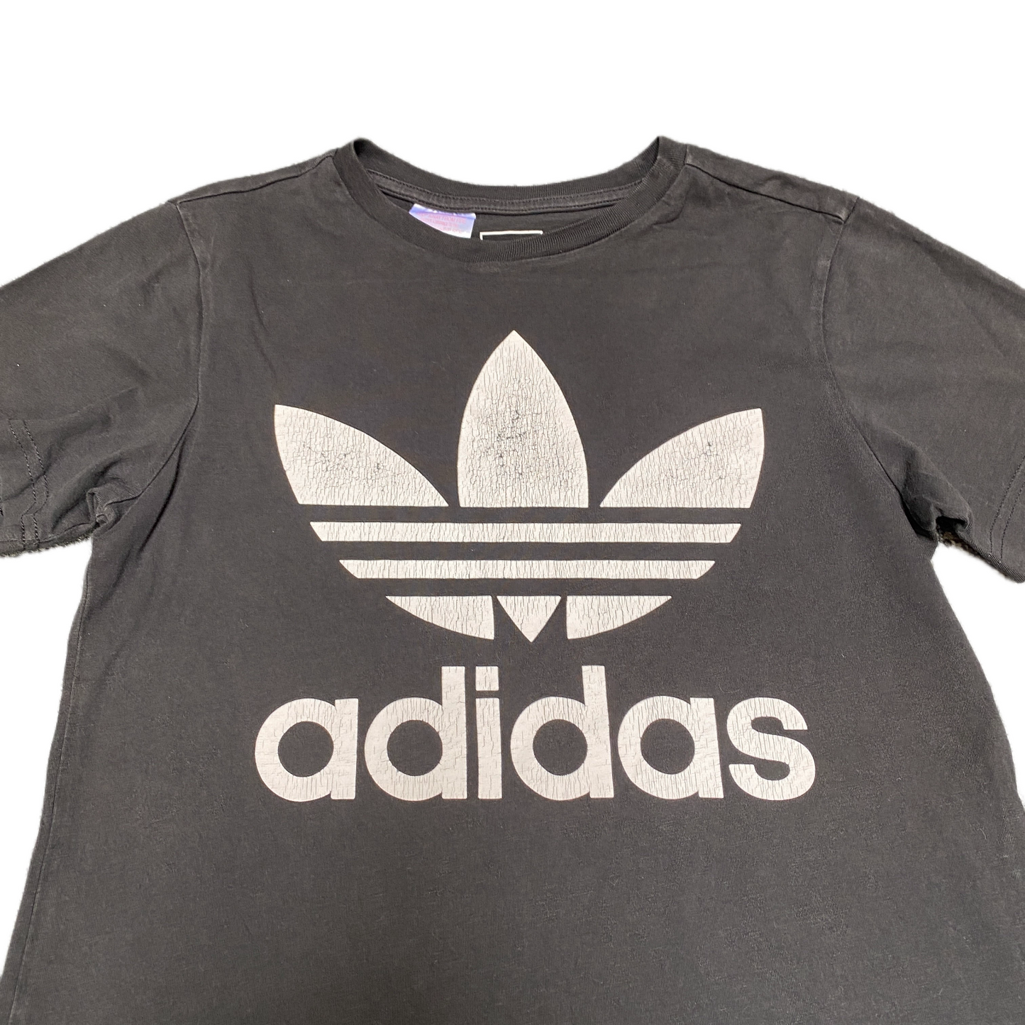 Adidas Originals T-Shirt Boys XS Black White Trefoil Logo Short Sleeve Crew Neck