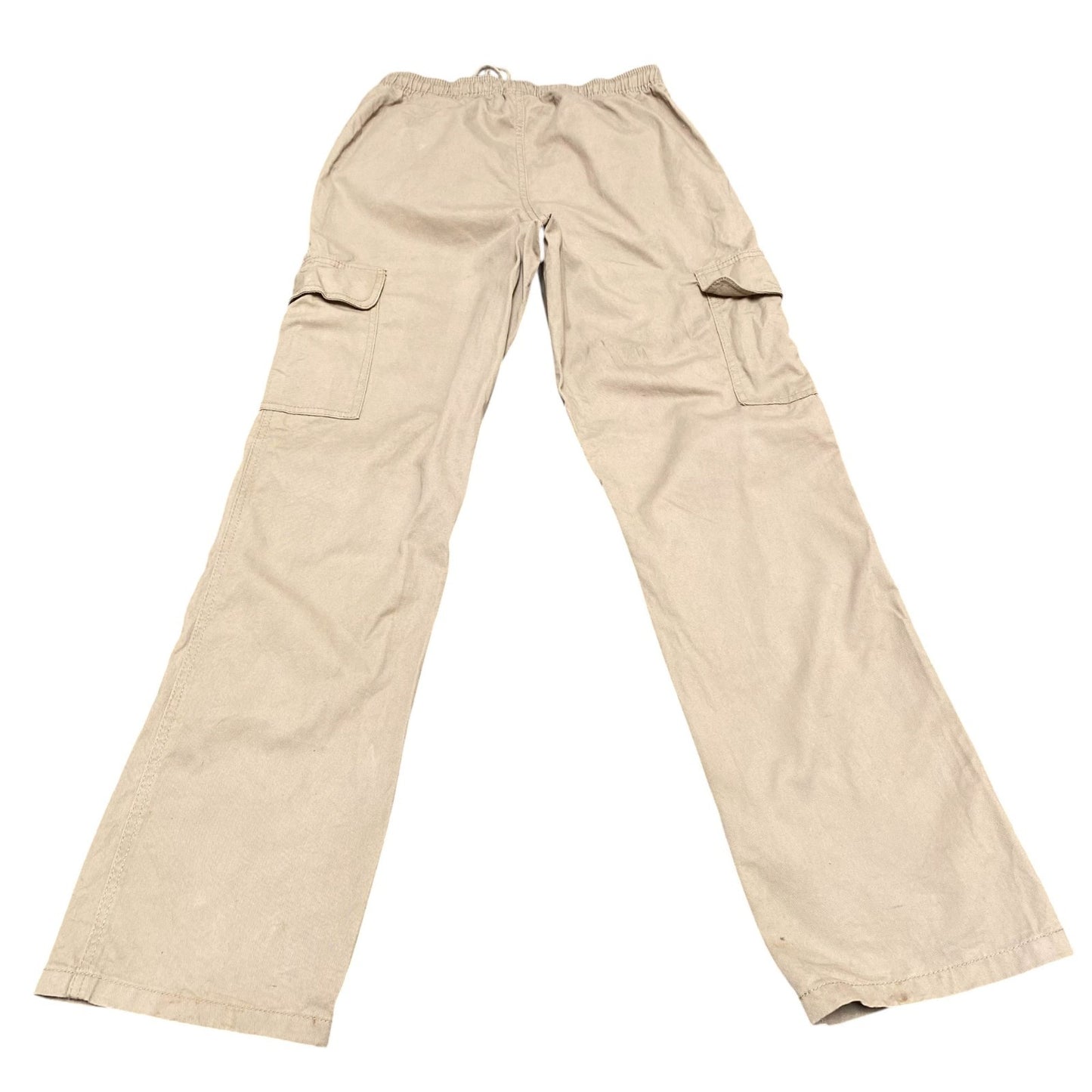 Cargo Trousers Mens XS Beige Solid Comfort Elastic Waist Drawstring Outdoor