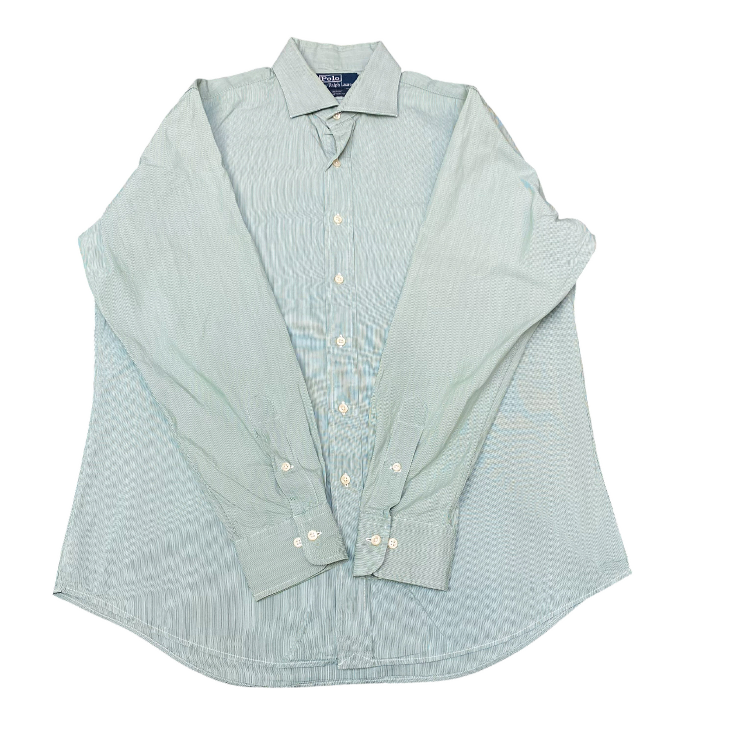 Polo Ralph Lauren Formal Shirt Mens L Green Regent Custom Fit Button Down