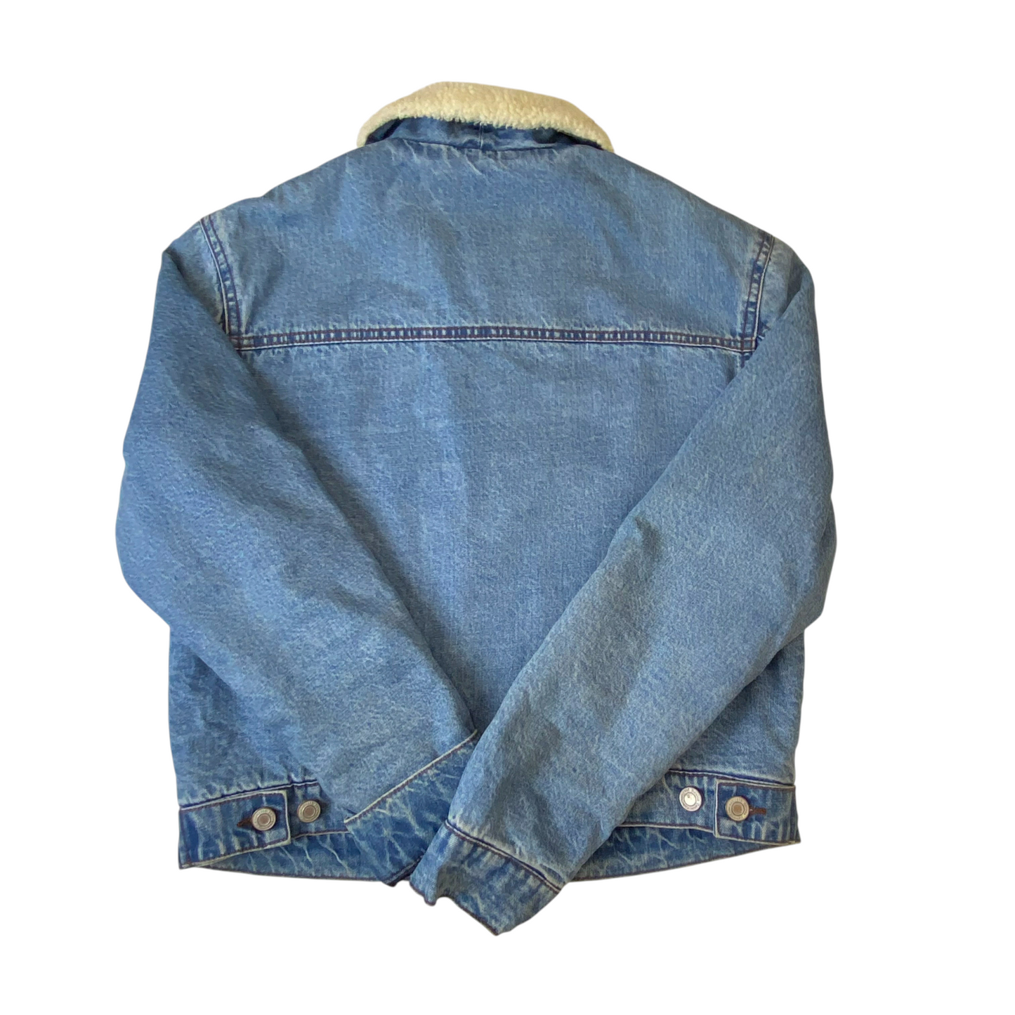 Bershka Vintage Denim Bskgirl Jacket Womens S Blue Sherpa Lined Collar Button Up