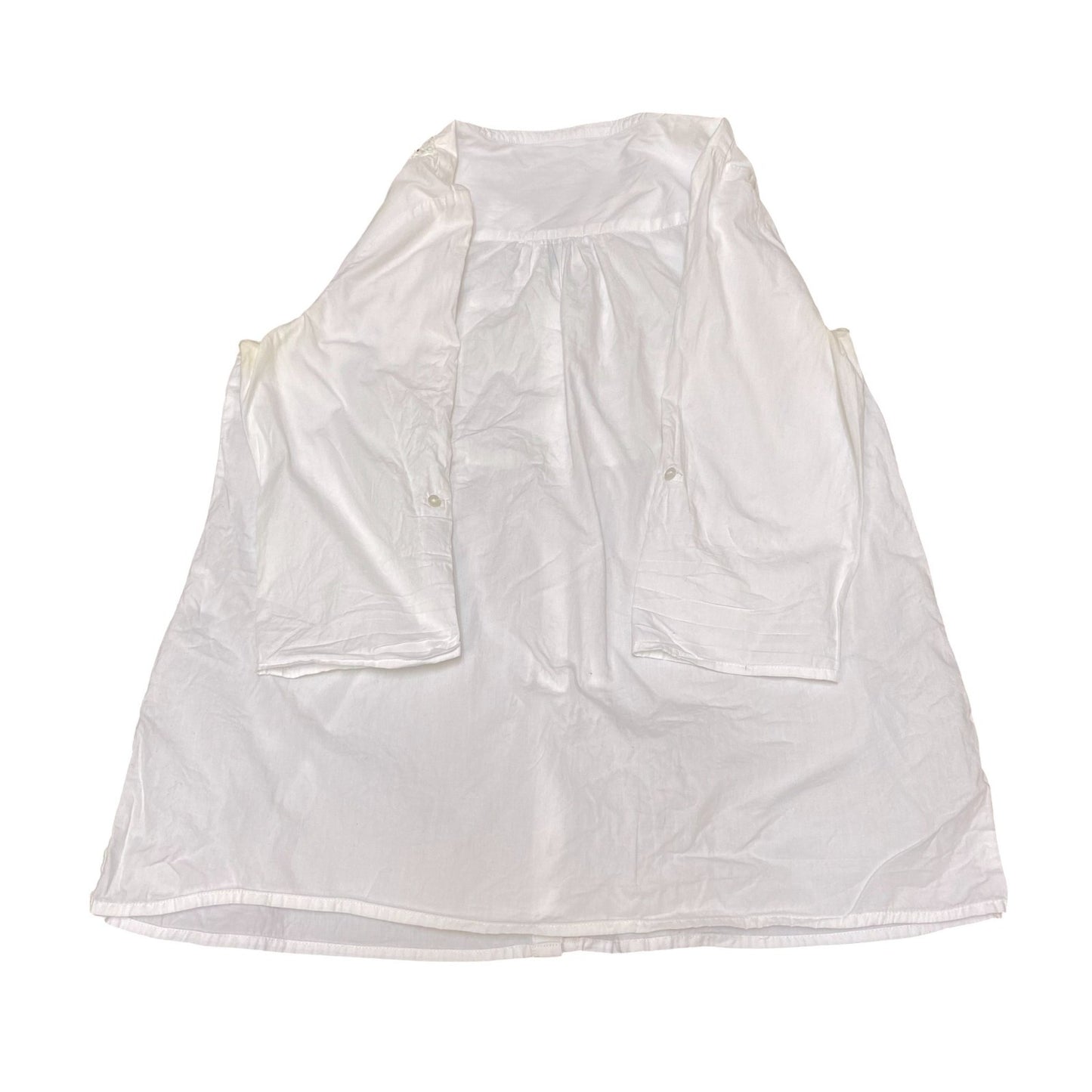 Laura Torelli Tunic Top Womens Medium White Eyelet Roll Tab Sleeve Button Front