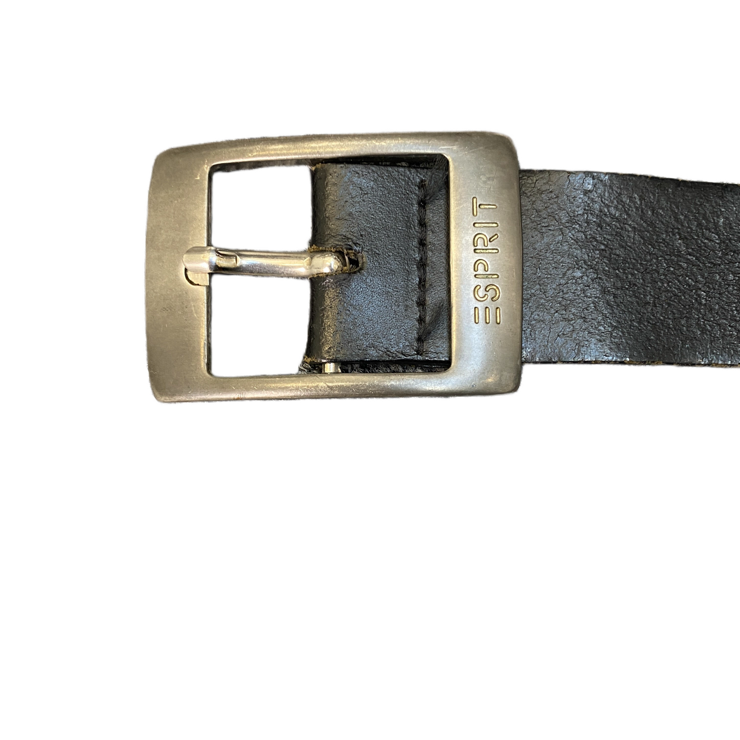 Esprit Waist Belt Mens Black Leather Adjustable Classic Silver Buckle 42 inches