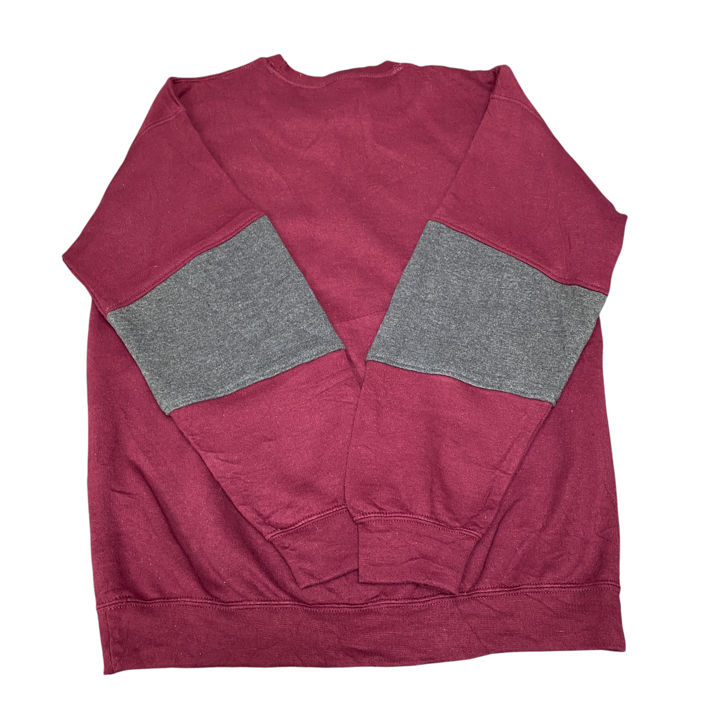 Nike Reworked Sweatshirt Men M Maroon Grey Embroidered Spellout Logo Vintage Y2K