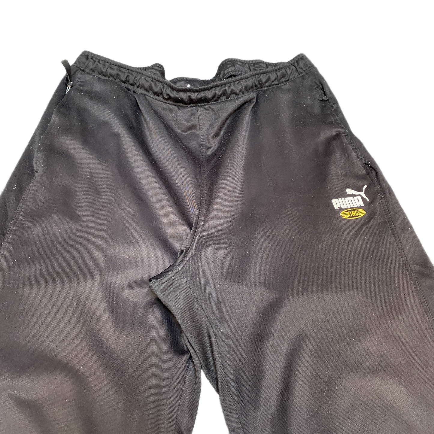 PUMA Joggers Fits as Mens 35" Waist Black Elastic Waistband Ankle Zip Trousers