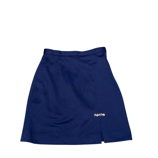 Perfect Lady A Line Skirt Womens M Navy Lined Back Slit High Waist Side Zipper