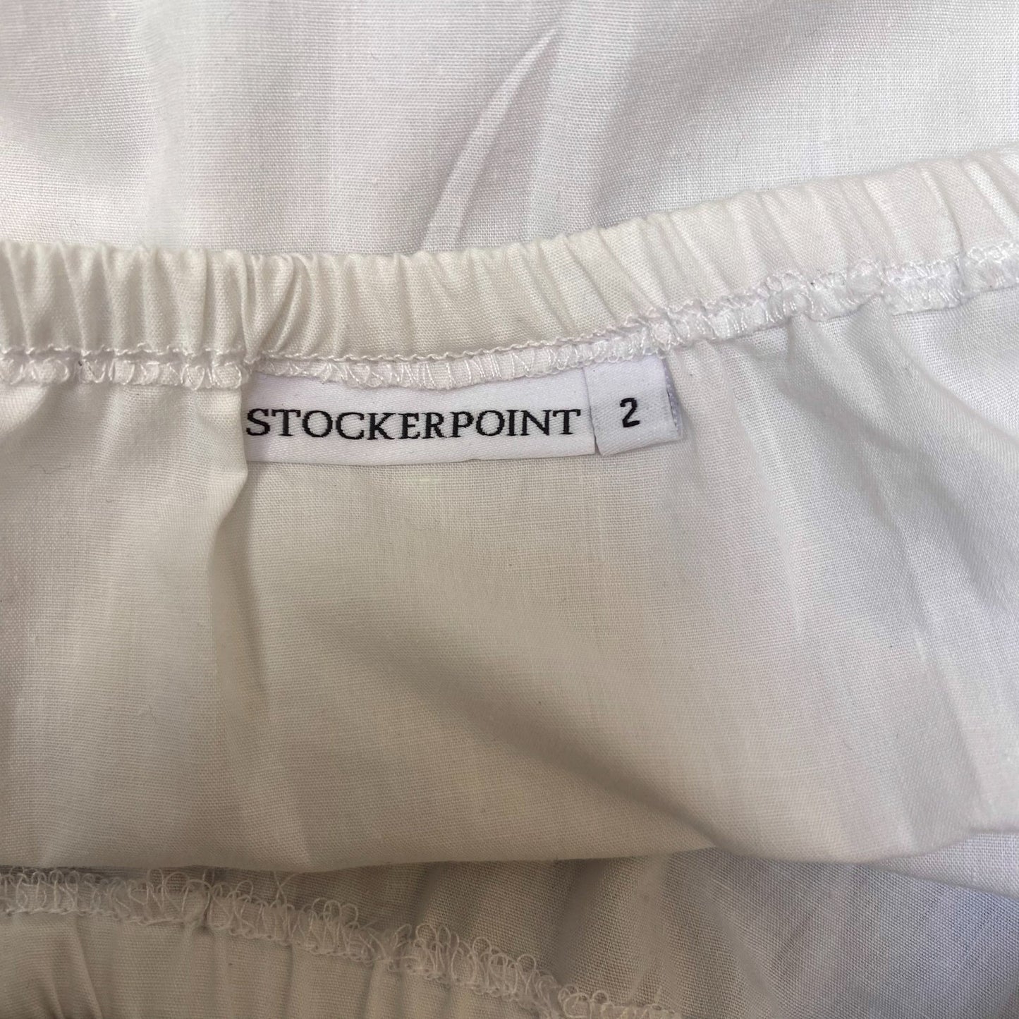 A-Line Skirt Womens L White Midi Elastic Waist Lace Hem Outdoor Casual Pull-On