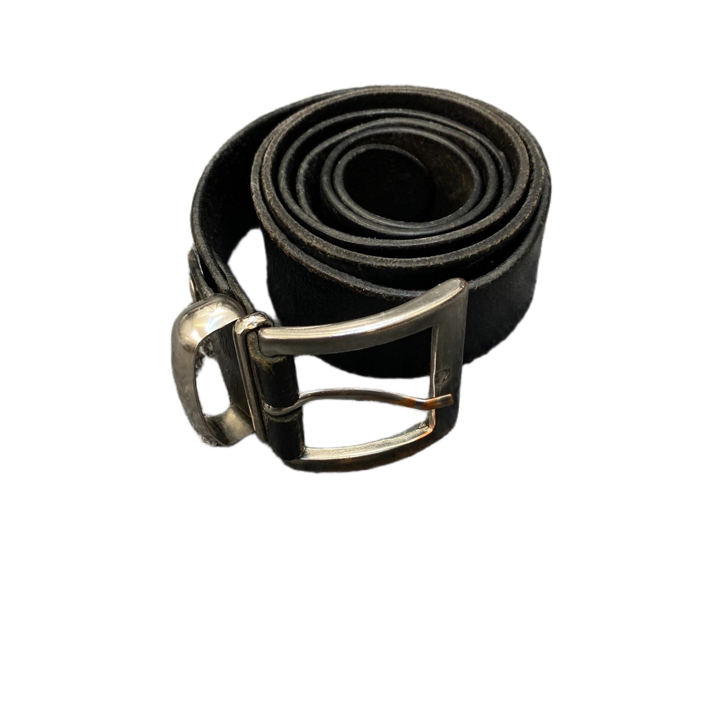 Waist Belt Mens Black Leather Adjustable Classic Silver Pin Buckle 45 Inches