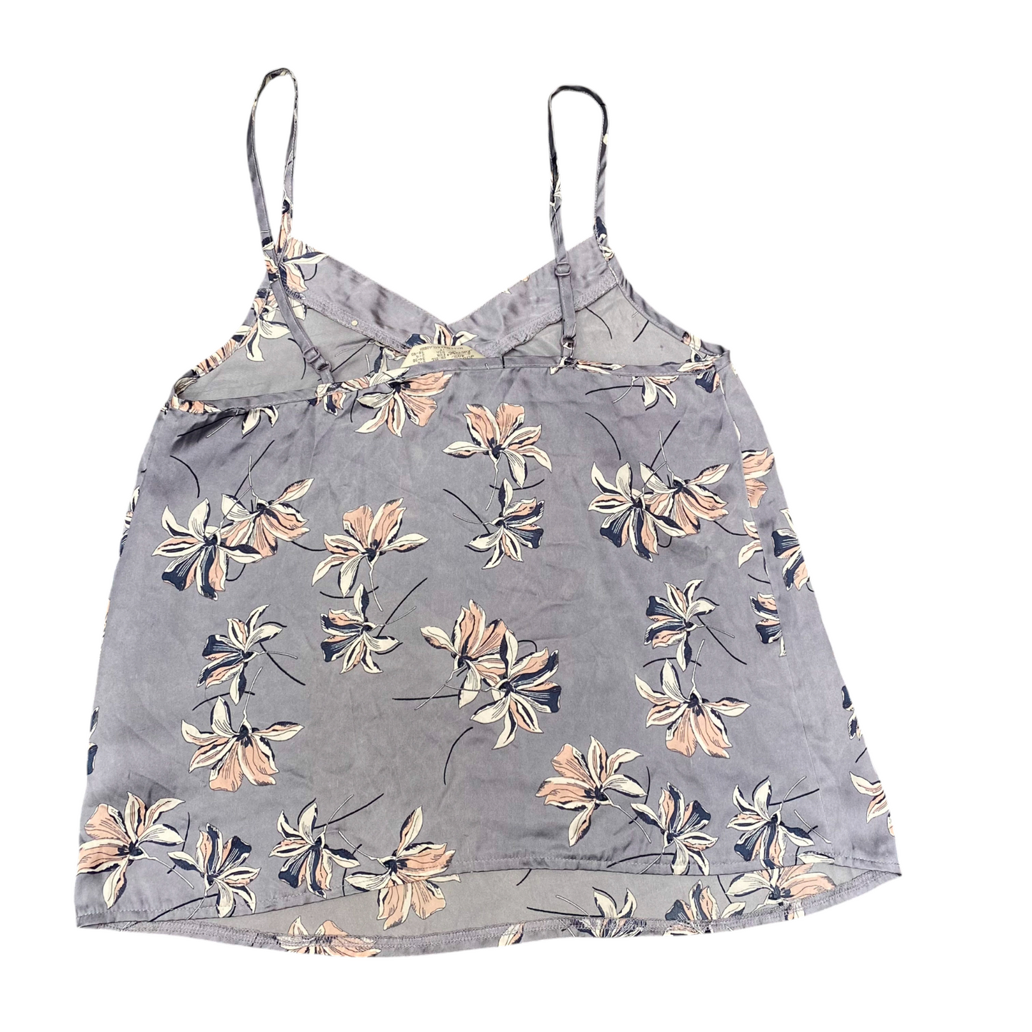 Camisole Top Womens S Blue Floral Pleated V-Neck Spaghetti Straps Pullover