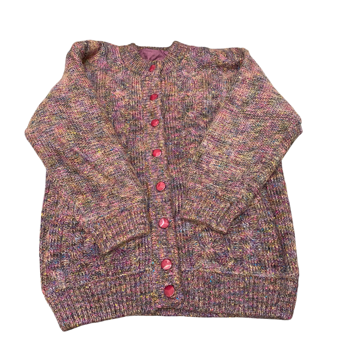 Port Joy Cardigan Jumper Womens Medium Multi Wool Lined Long Sleeve Button Front
