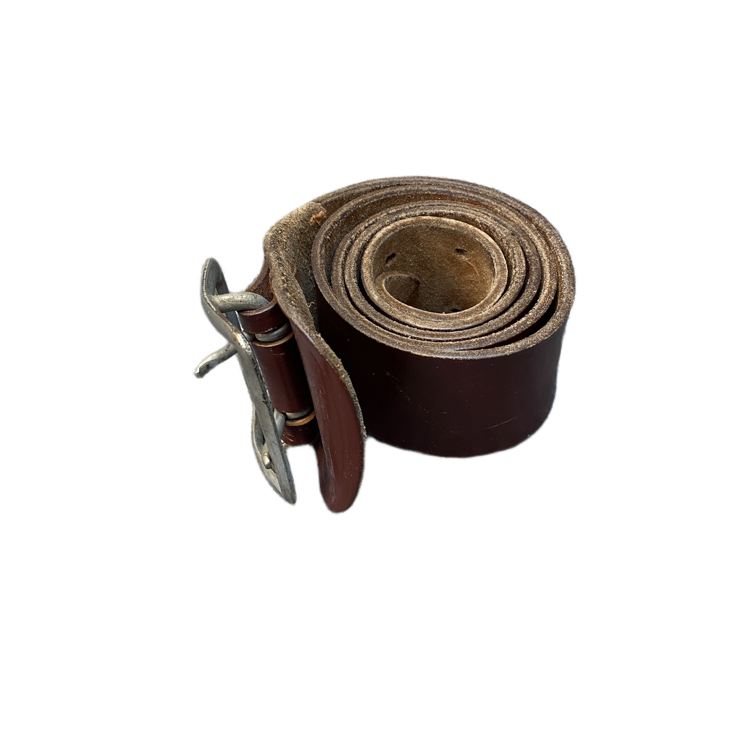 Waist Belt Men Brown Leather Adjustable Silver Double Pin Buckle 38.5 inches