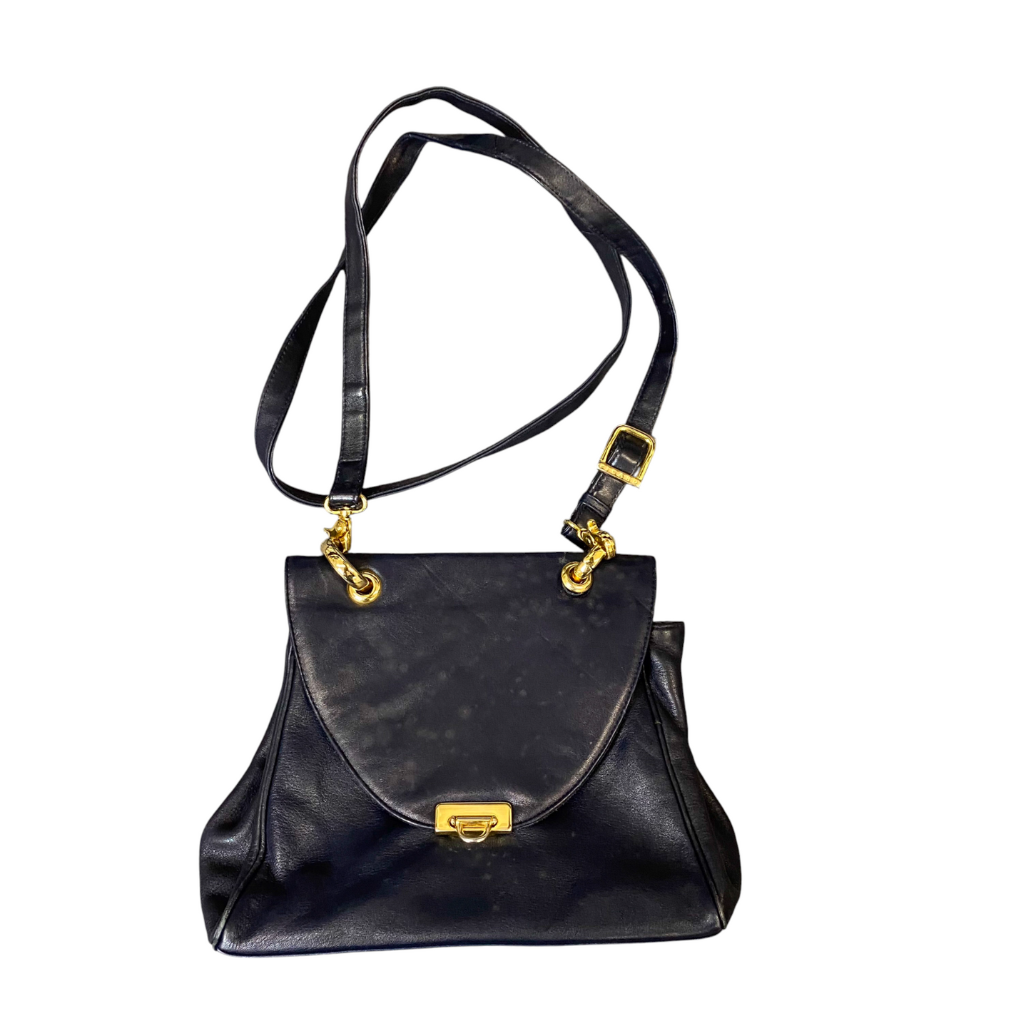 Picard Satchel Crossbody Bag Womens Navy Leather Single Flap Detachable Strap