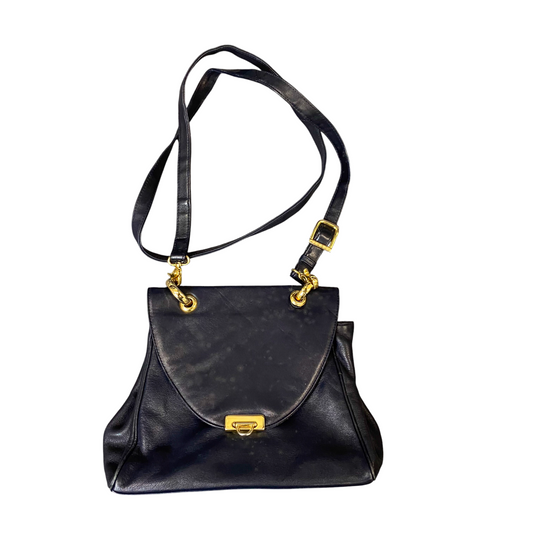 Picard Satchel Crossbody Bag Womens Navy Leather Single Flap Detachable Strap
